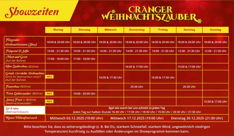Showprogramm 2025 vom Cranger Weihnachtszauber